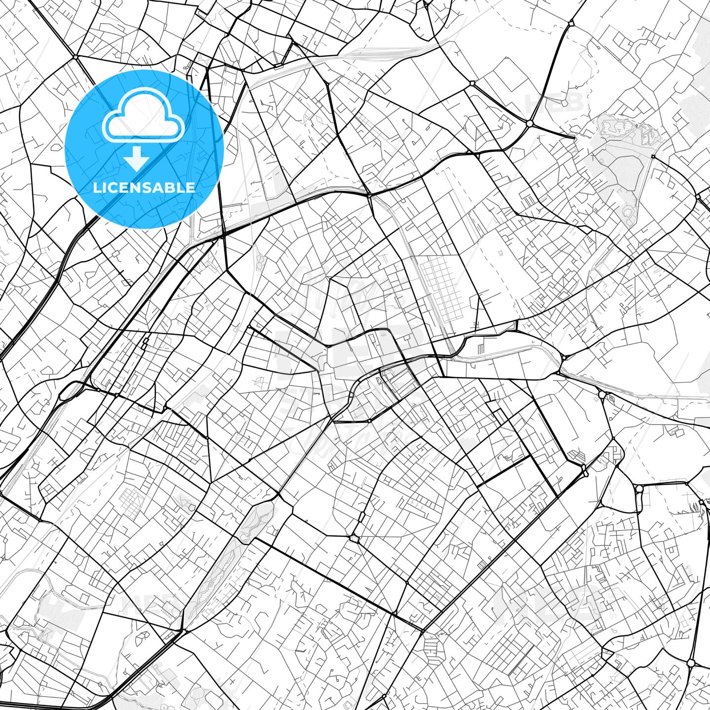 Vector PDF map of Roubaix, France