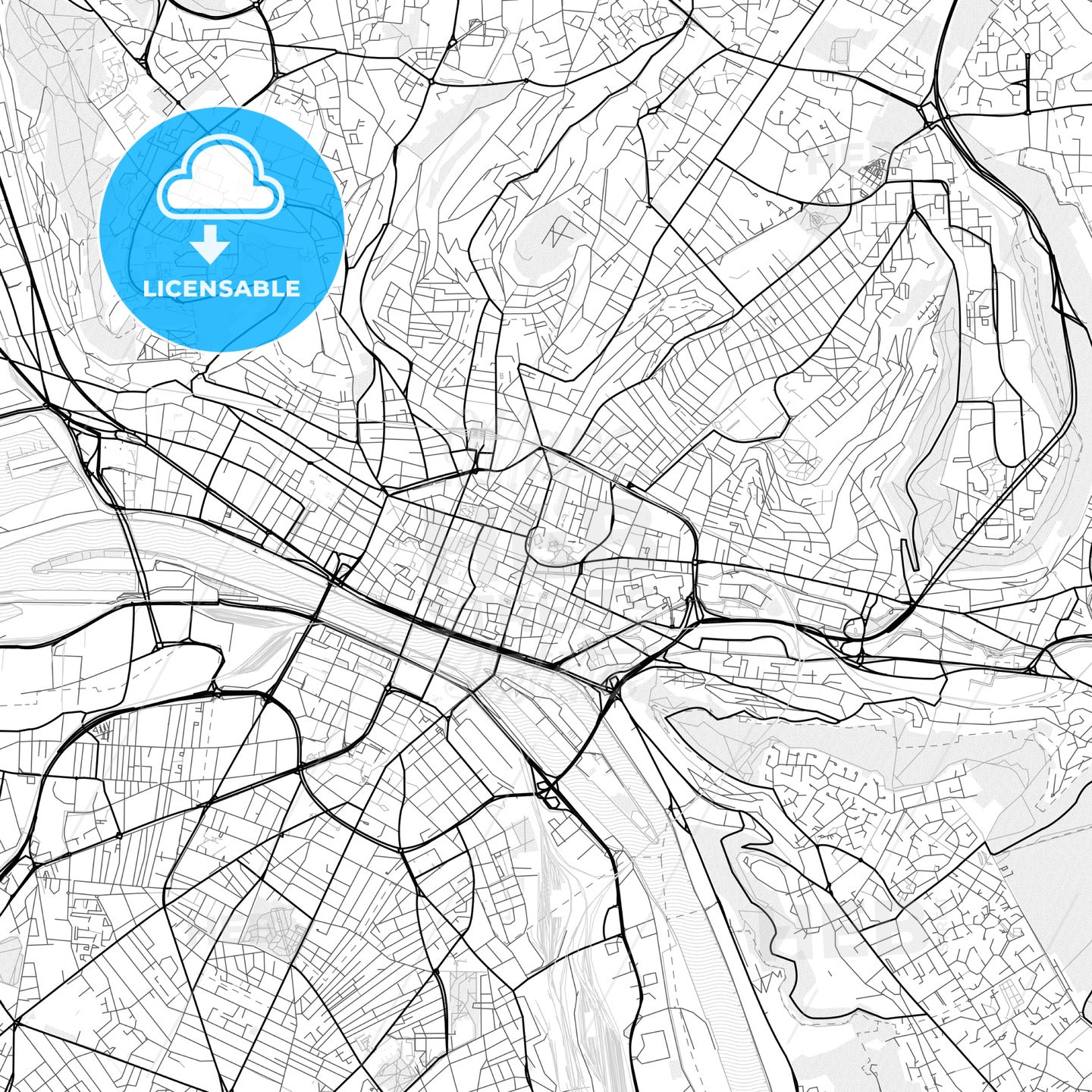 Vector PDF map of Rouen, France
