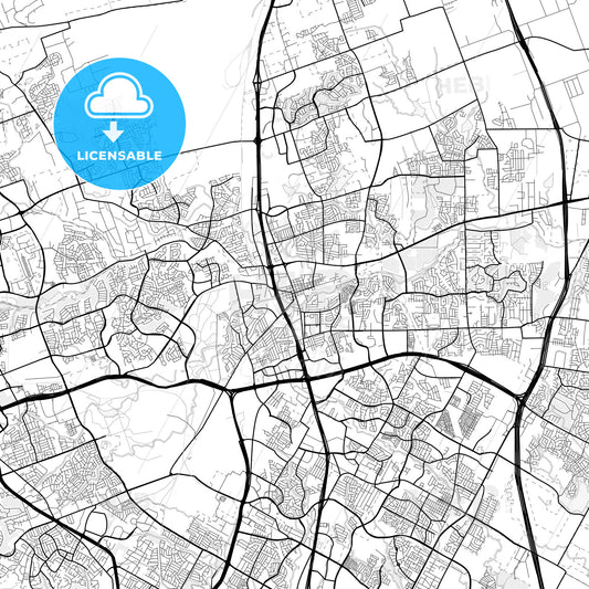 Vector PDF map of Round Rock, Texas, United States