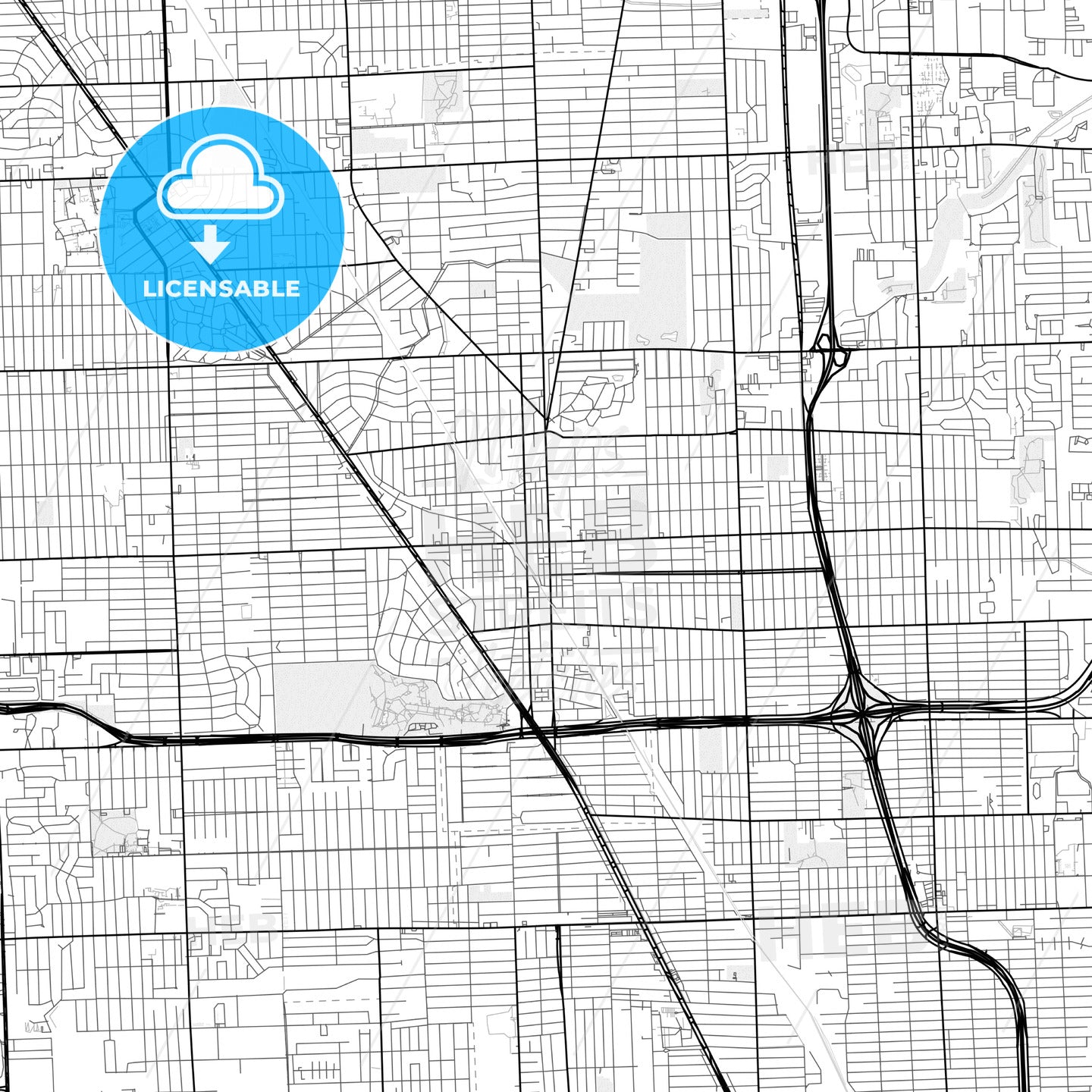 Vector PDF map of Royal Oak, Michigan, United States