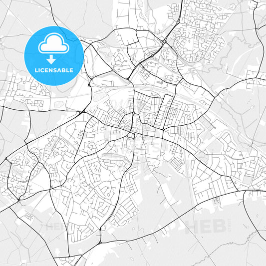 Vector PDF map of Rugby, England