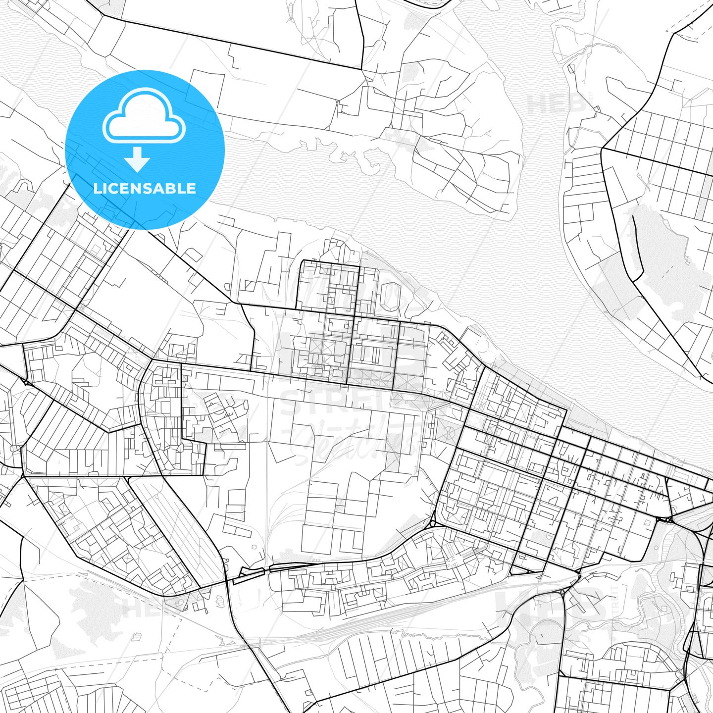 Vector PDF map of Rybinsk, Russia