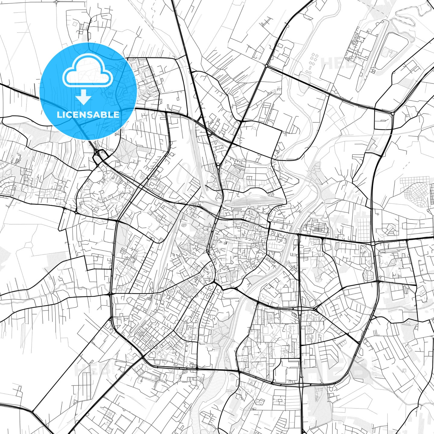 Vector PDF map of Rzeszów, Poland