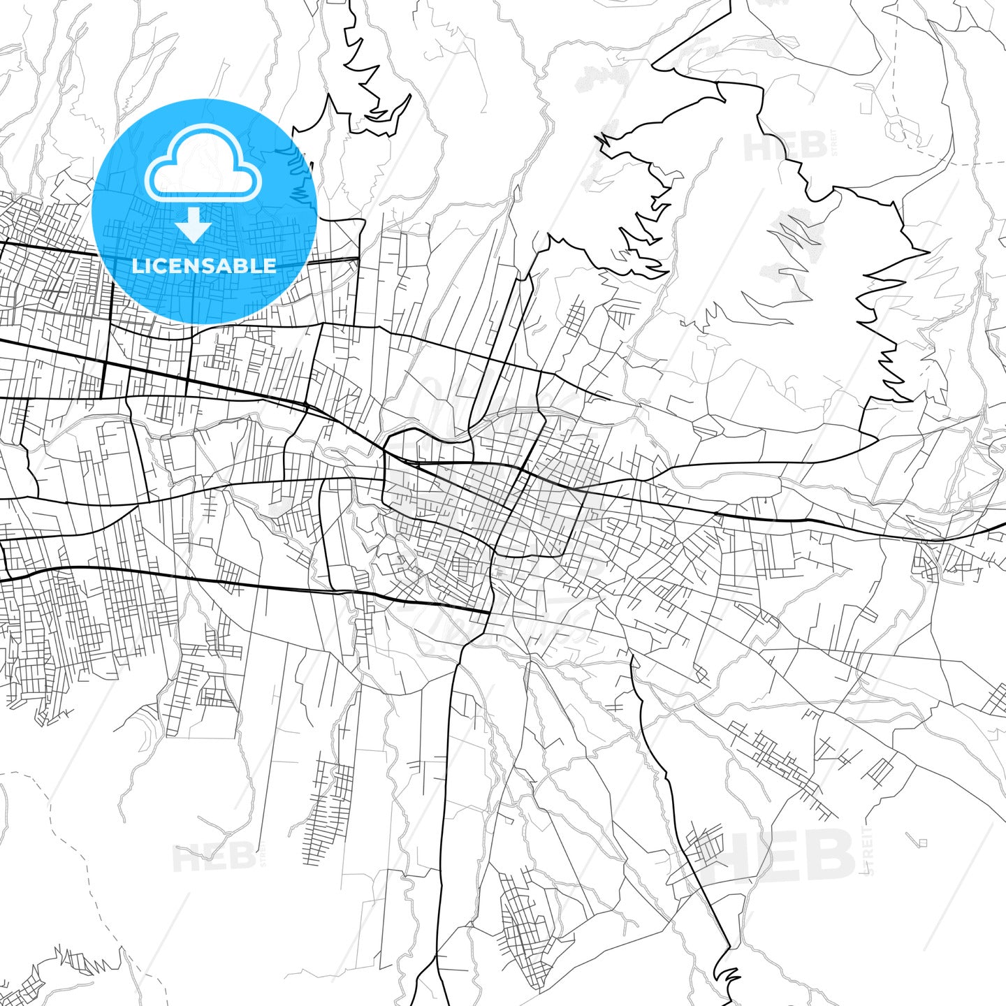 Vector PDF map of Sacaba, Bolivia