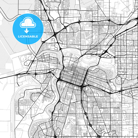 Vector PDF map of Sacramento, California, United States