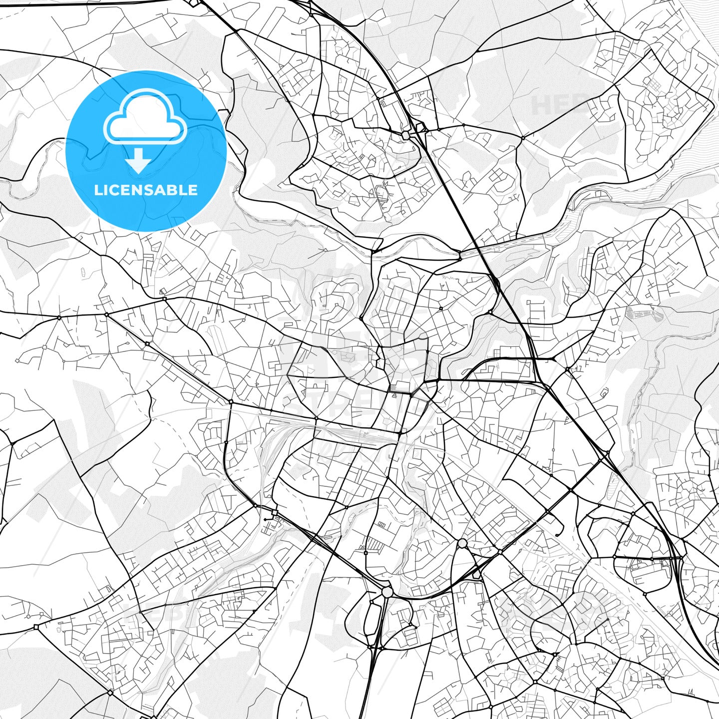 Vector PDF map of Saint-Brieuc, France