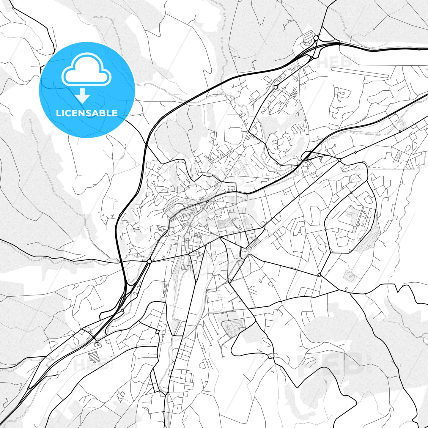 Vector PDF map of Saint-Chamond, France