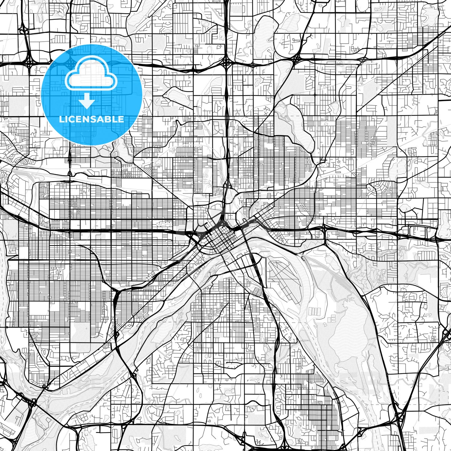 Vector PDF map of Saint Paul, Minnesota, United States