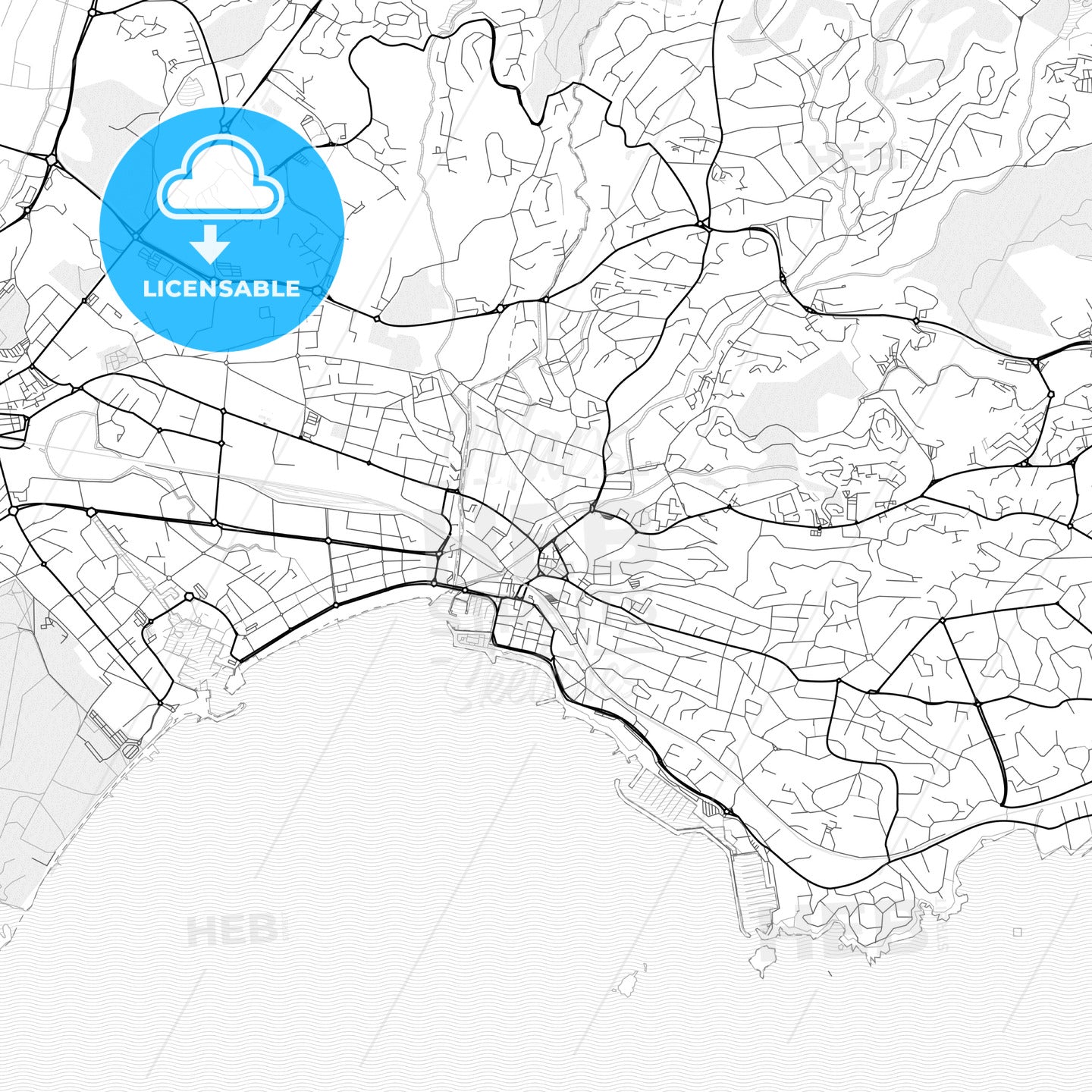 Vector PDF map of Saint-Raphaël, France