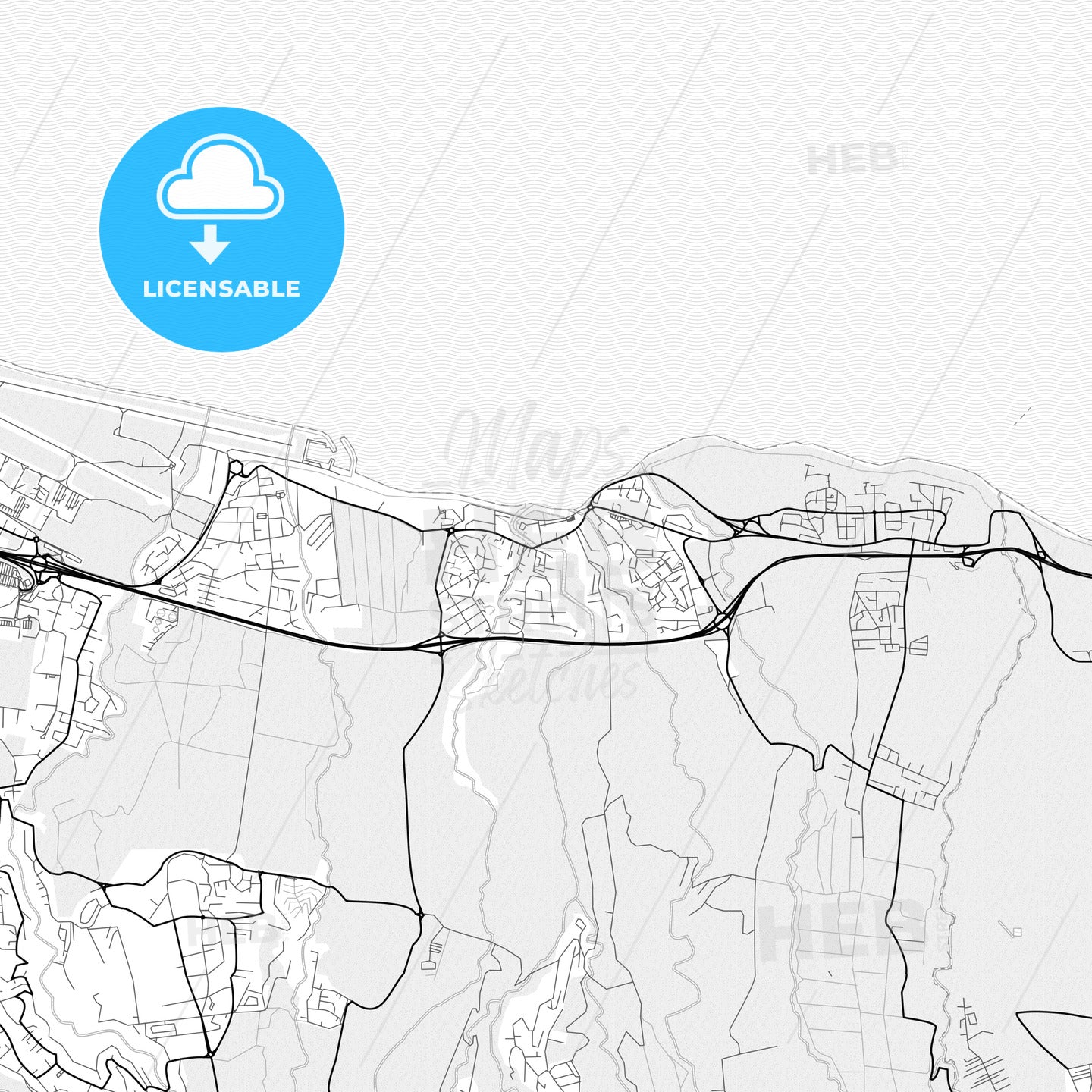 Vector PDF map of Sainte-Marie, France