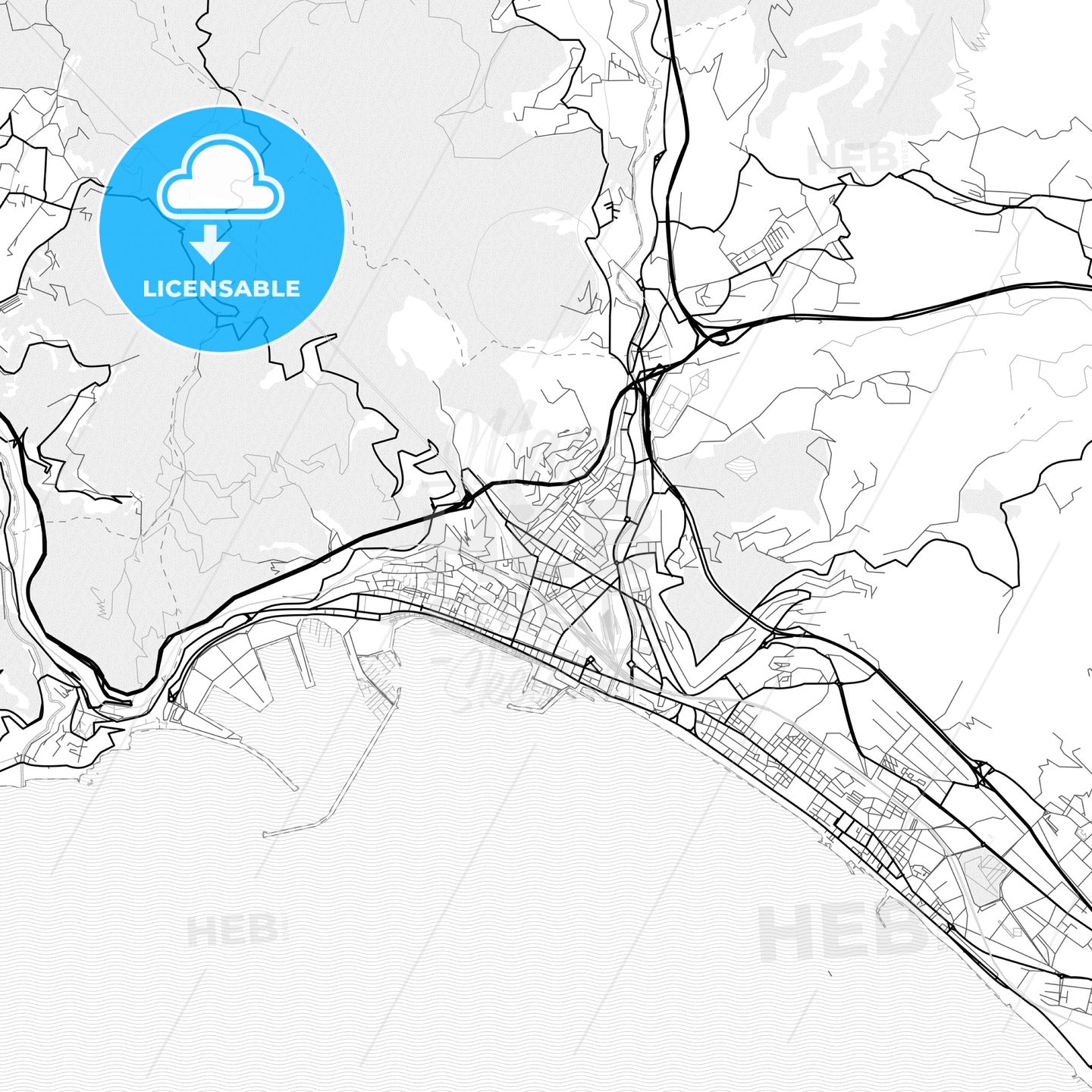 Vector PDF map of Salerno, Italy