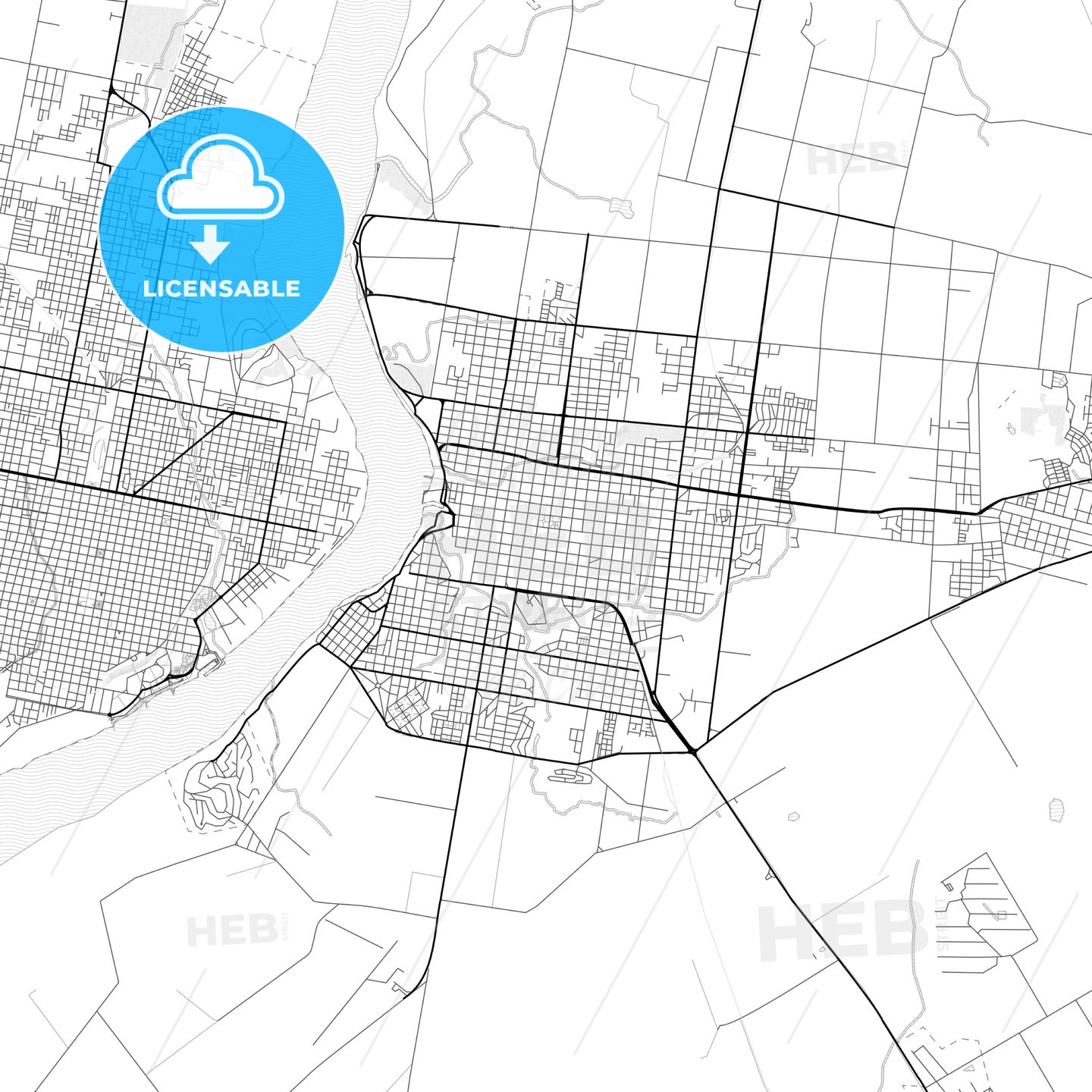 Vector PDF map of Salto, Uruguay