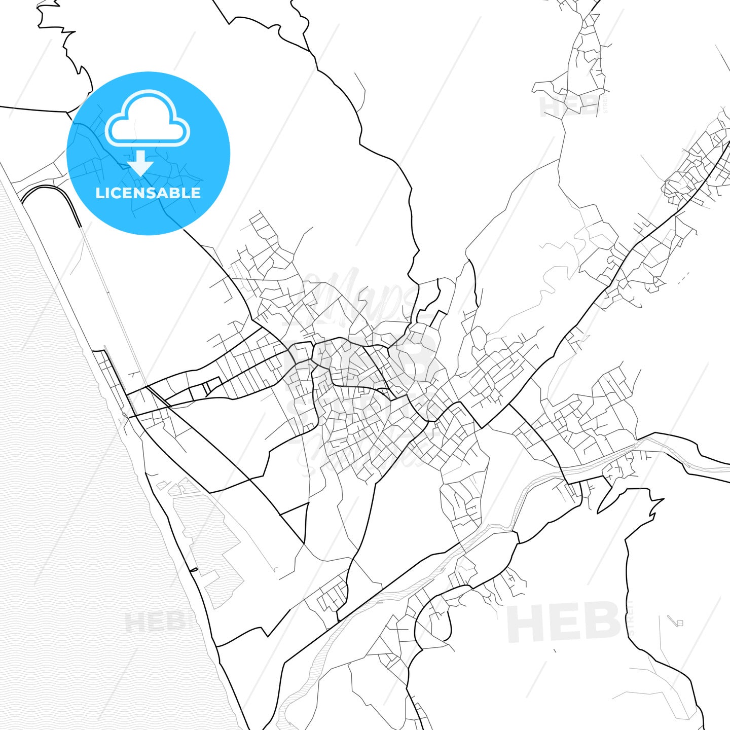 Vector PDF map of Samandağ, Turkey