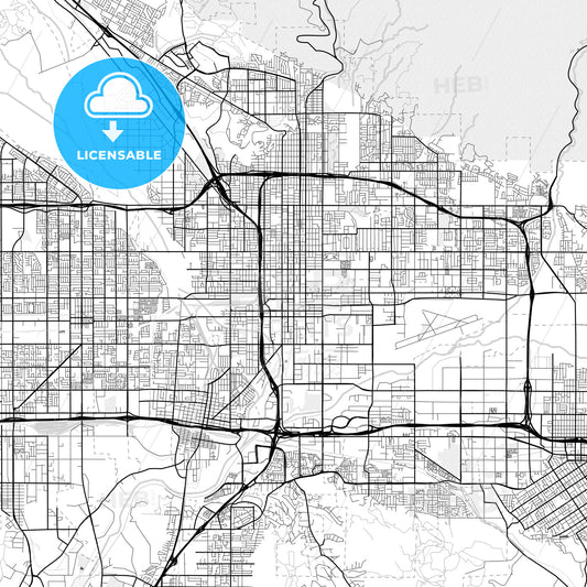 Vector PDF map of San Bernardino, California, United States