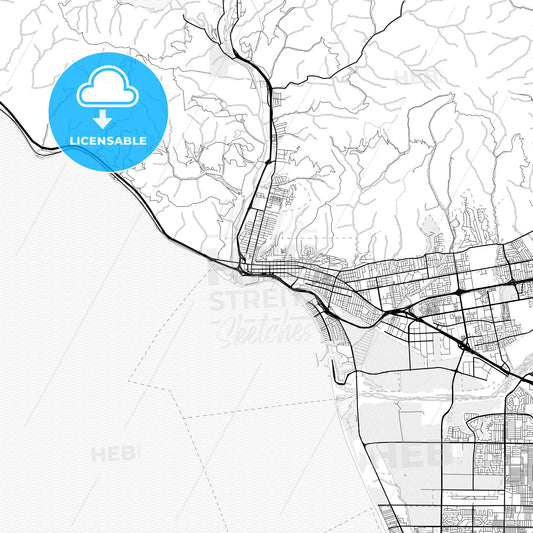 Vector PDF map of San Buenaventura, California, United States