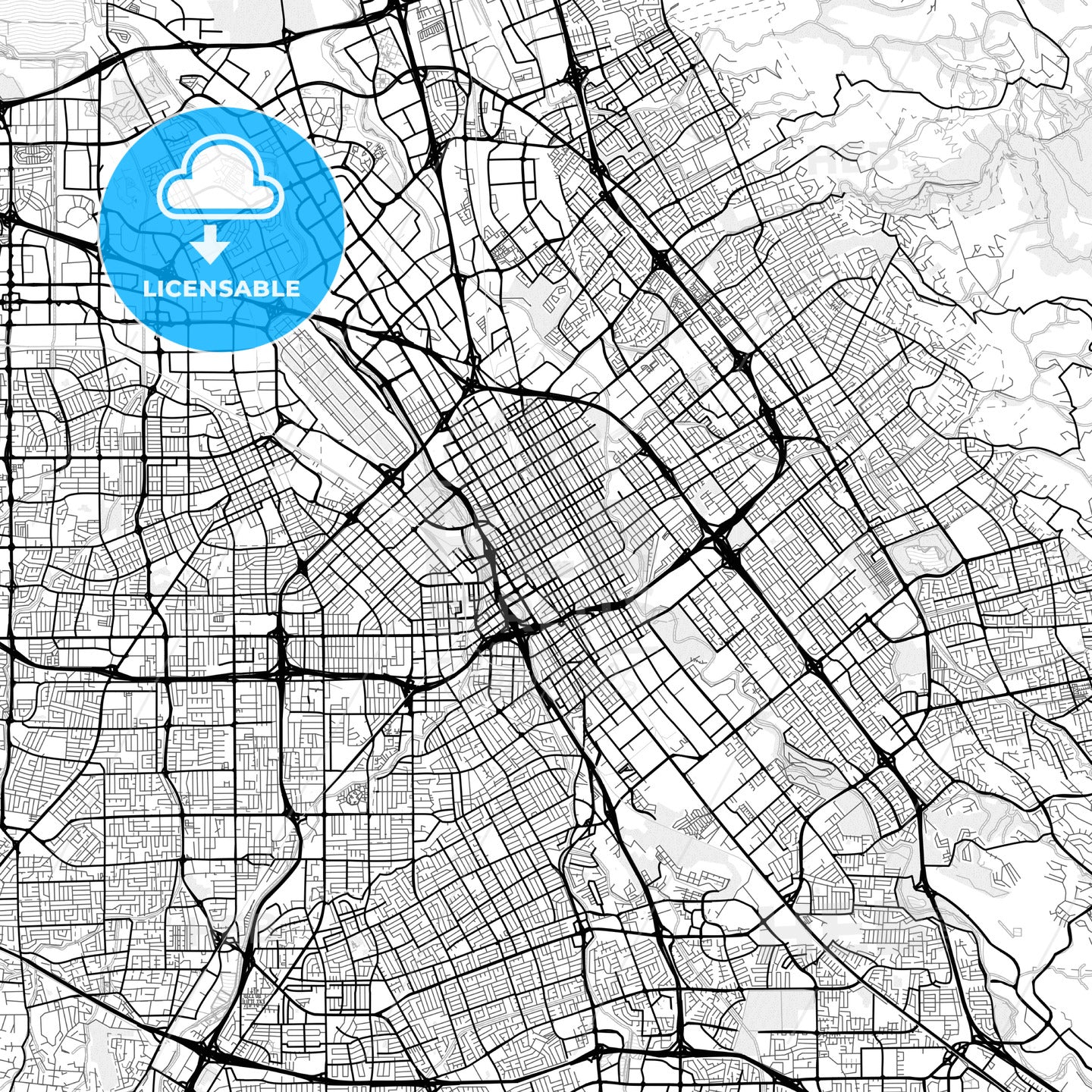 Vector PDF map of San Jose, California, United States