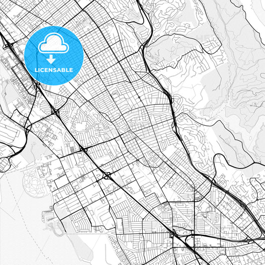 Vector PDF map of San Leandro, California, United States
