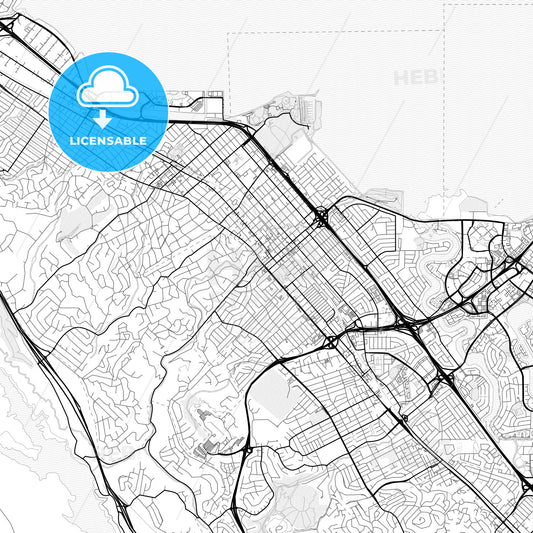 Vector PDF map of San Mateo, California, United States