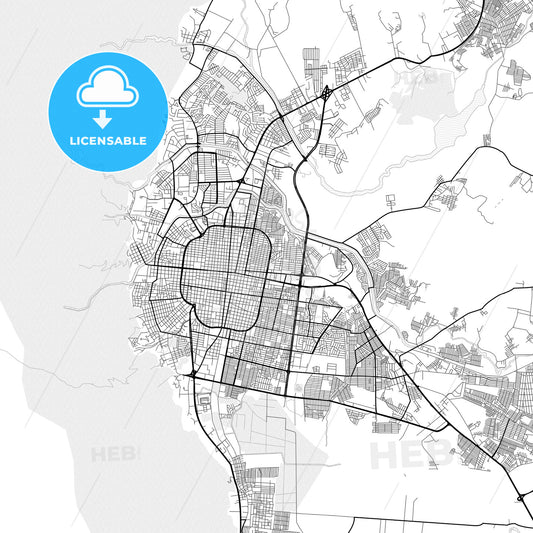 Vector PDF map of San Pedro Sula, Honduras
