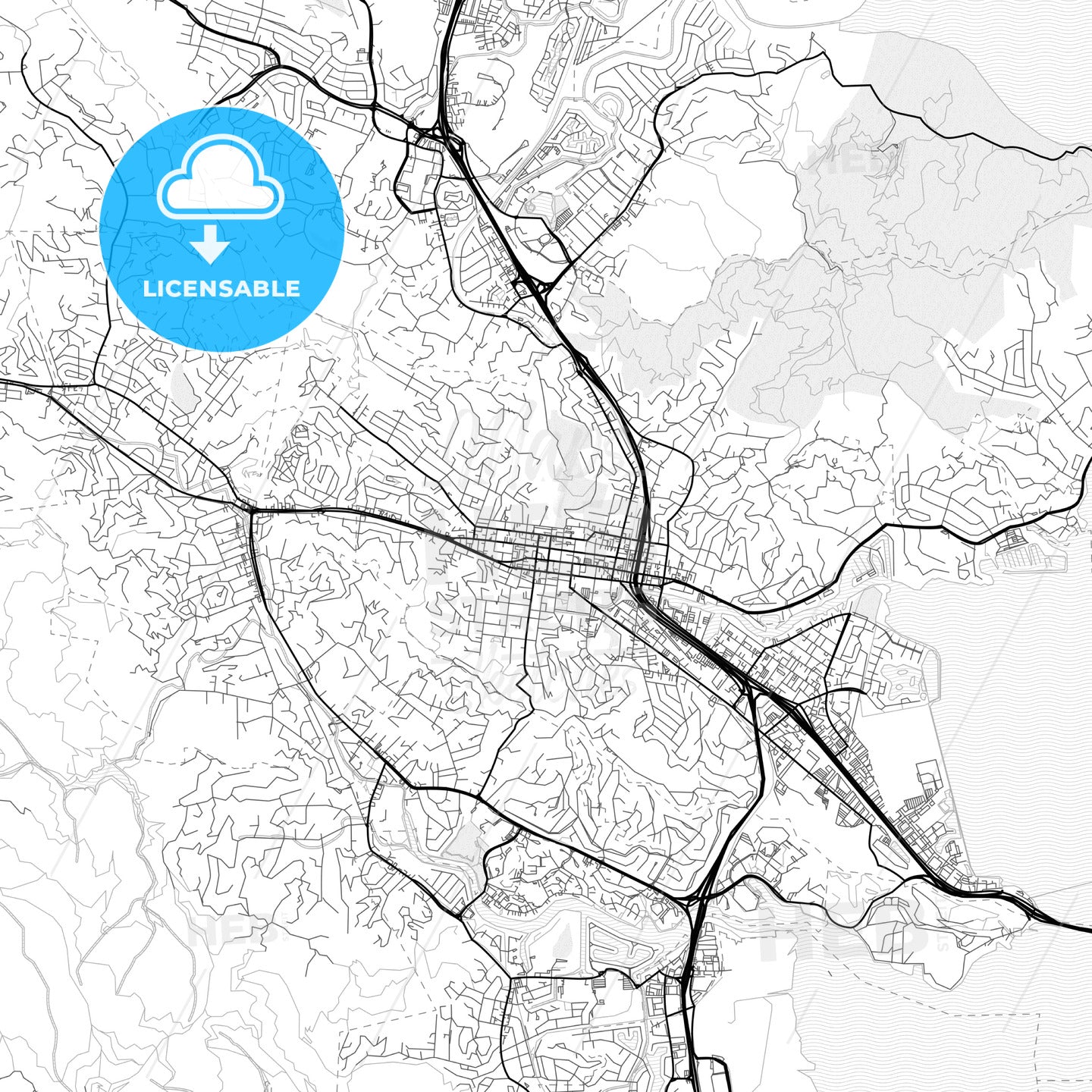 Vector PDF map of San Rafael, California, United States