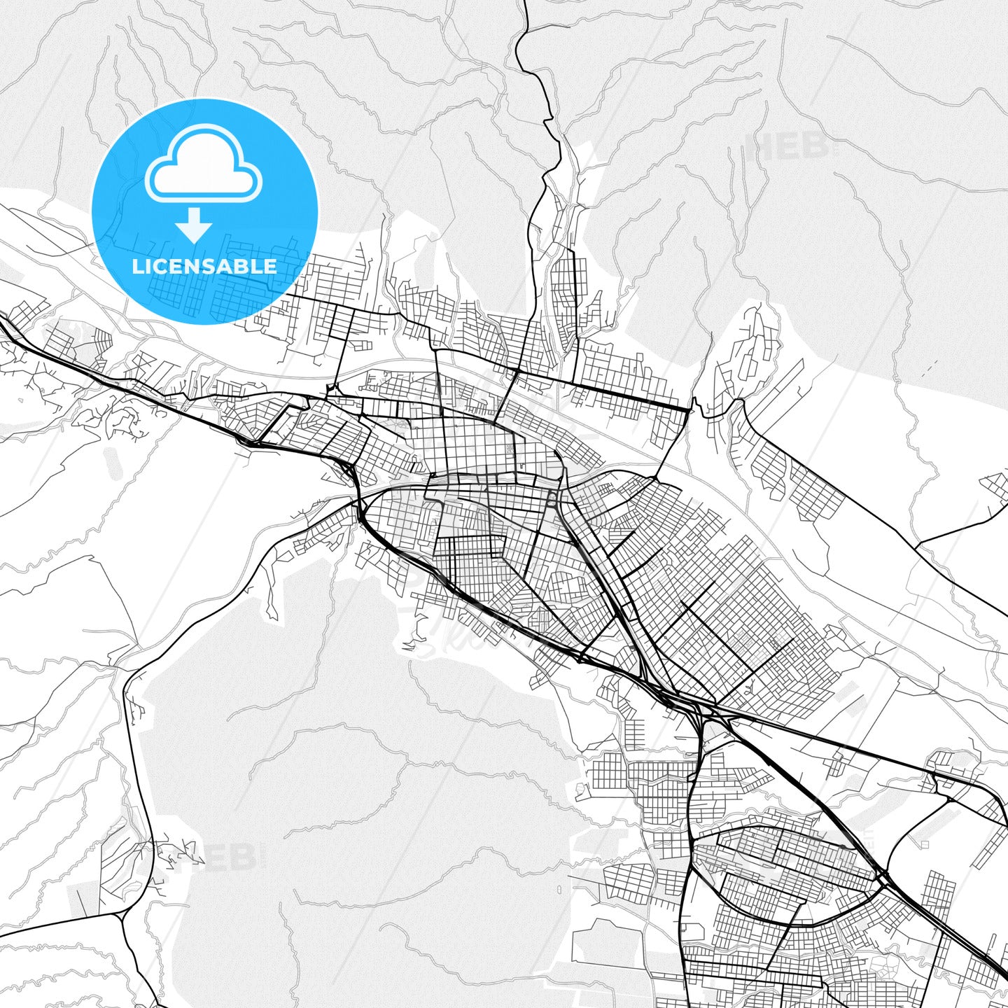 Vector PDF map of San Salvador de Jujuy, Argentina