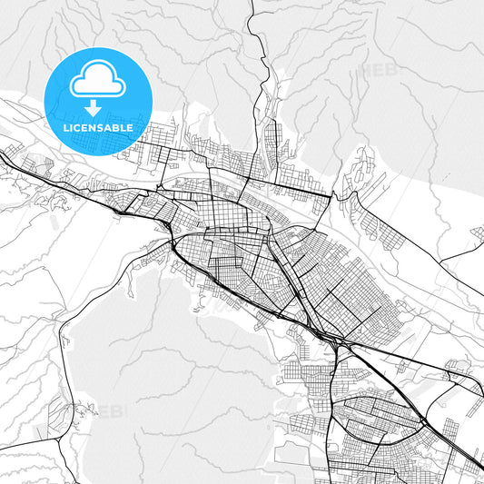 Vector PDF map of San Salvador de Jujuy, Argentina