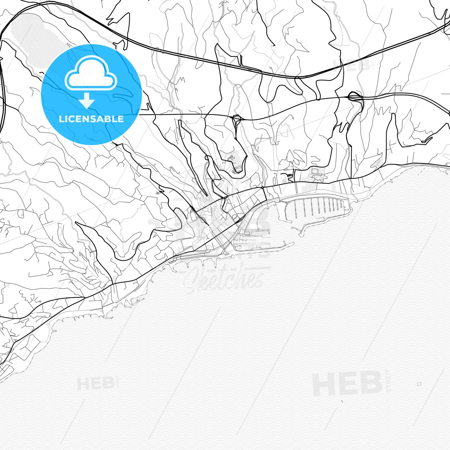 Vector PDF map of Sanremo, Italy