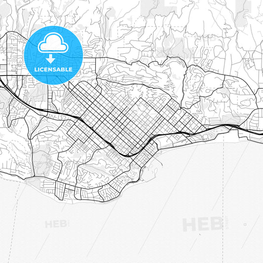 Vector PDF map of Santa Barbara, California, United States