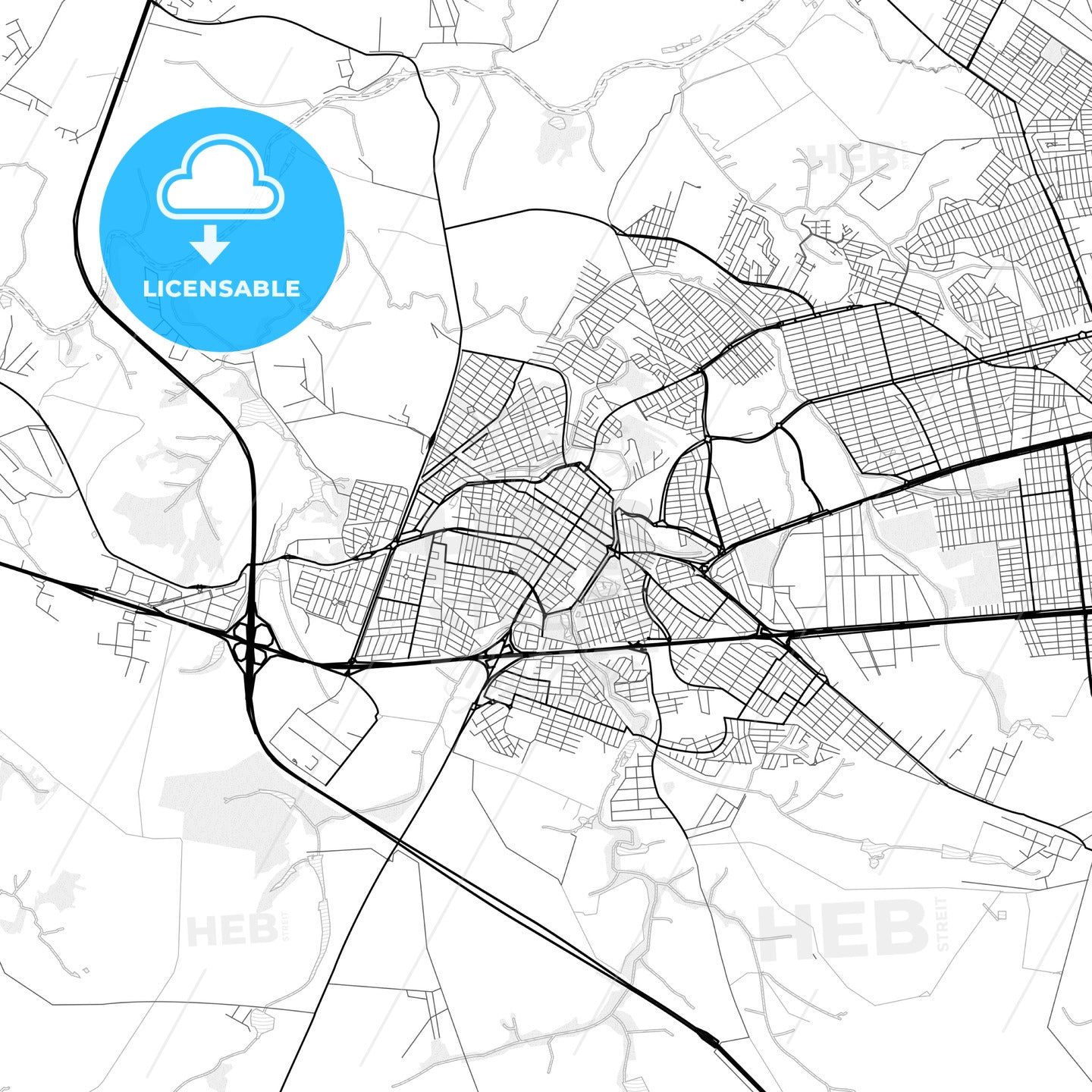 Vector PDF map of Santa Barbara d Oeste, Brazil