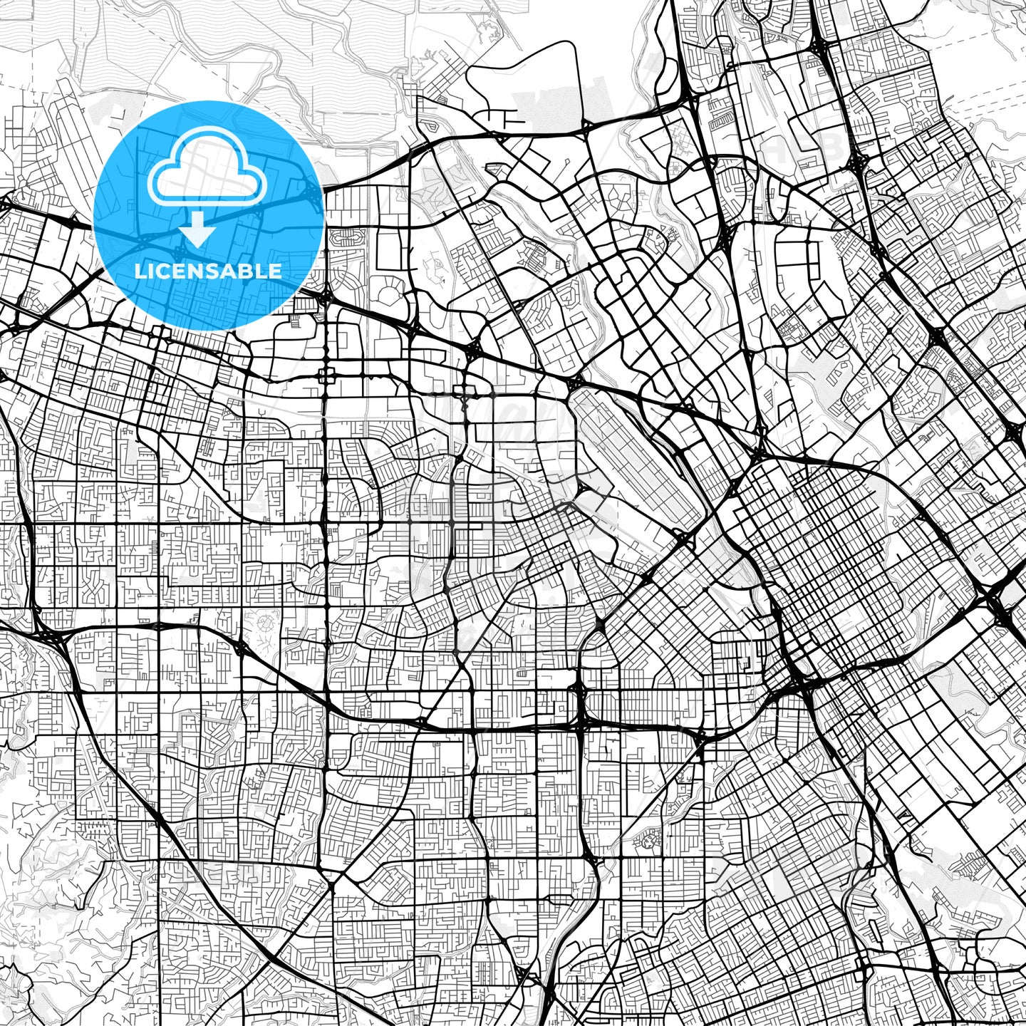 Vector PDF map of Santa Clara, California, United States