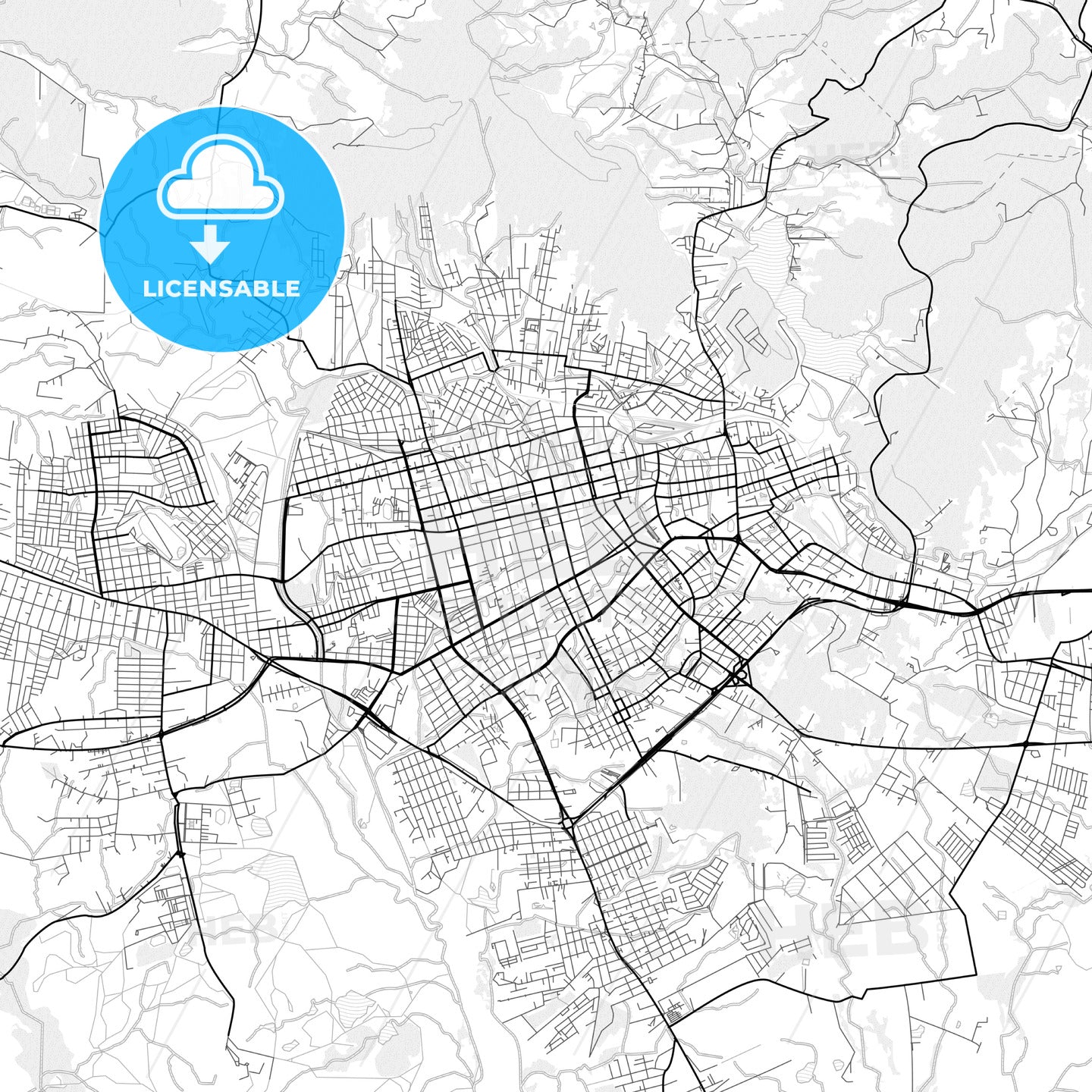 Vector PDF map of Santa Maria, Brazil