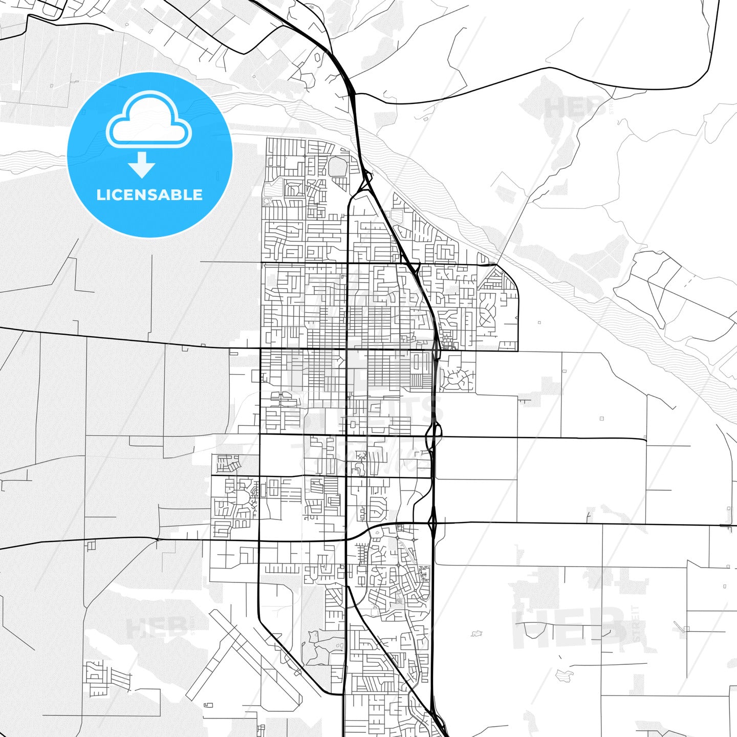 Vector PDF map of Santa Maria, California, United States