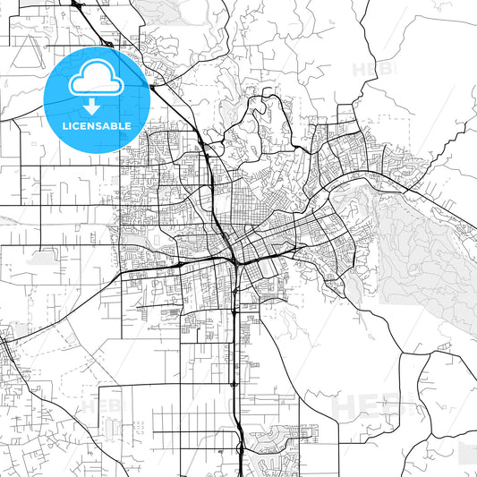 Vector PDF map of Santa Rosa, California, United States