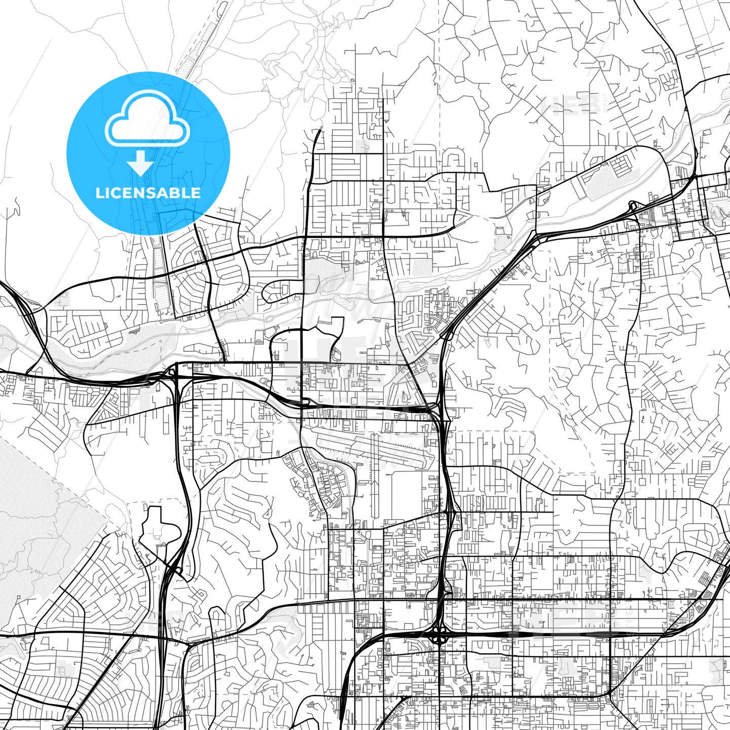 Vector PDF map of Santee, California, United States