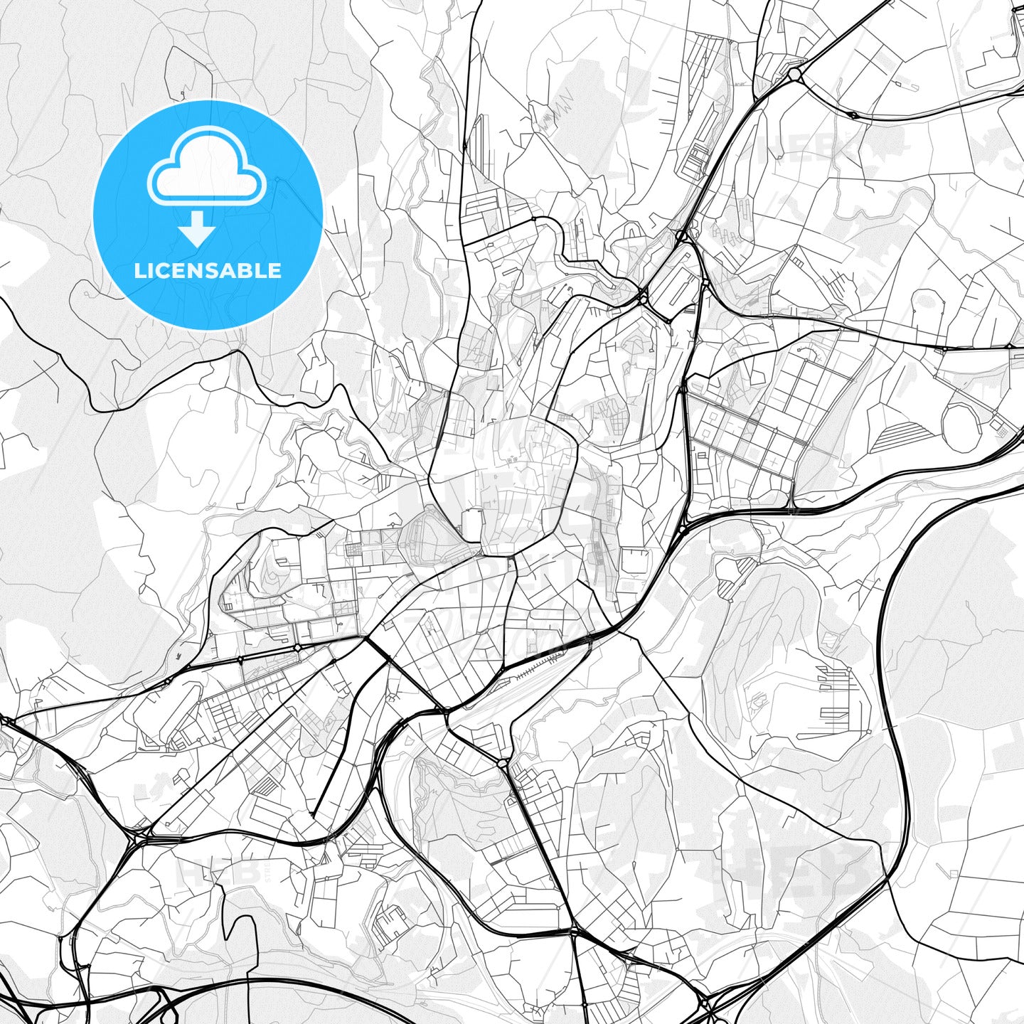 Vector PDF map of Santiago de Compostela, Spain