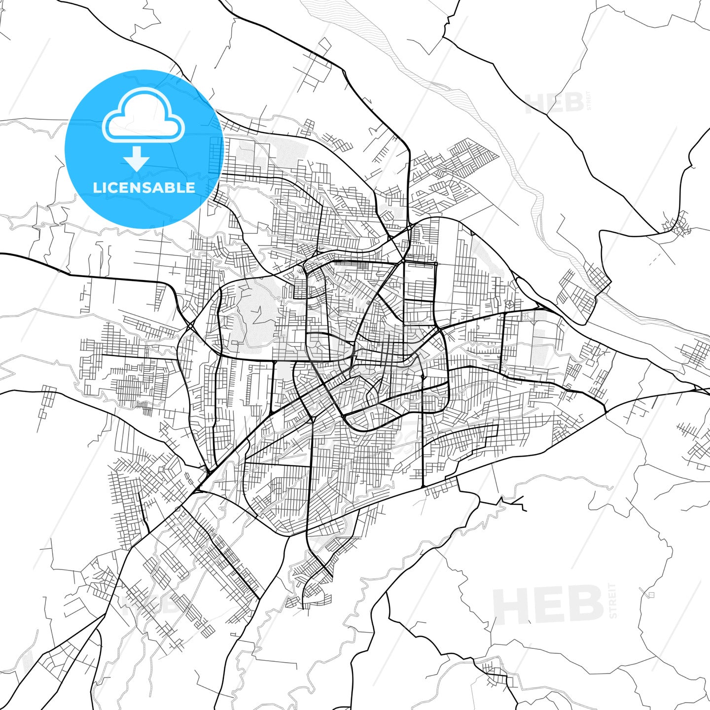 Vector PDF map of Santo Domingo de los Colorados, Ecuador
