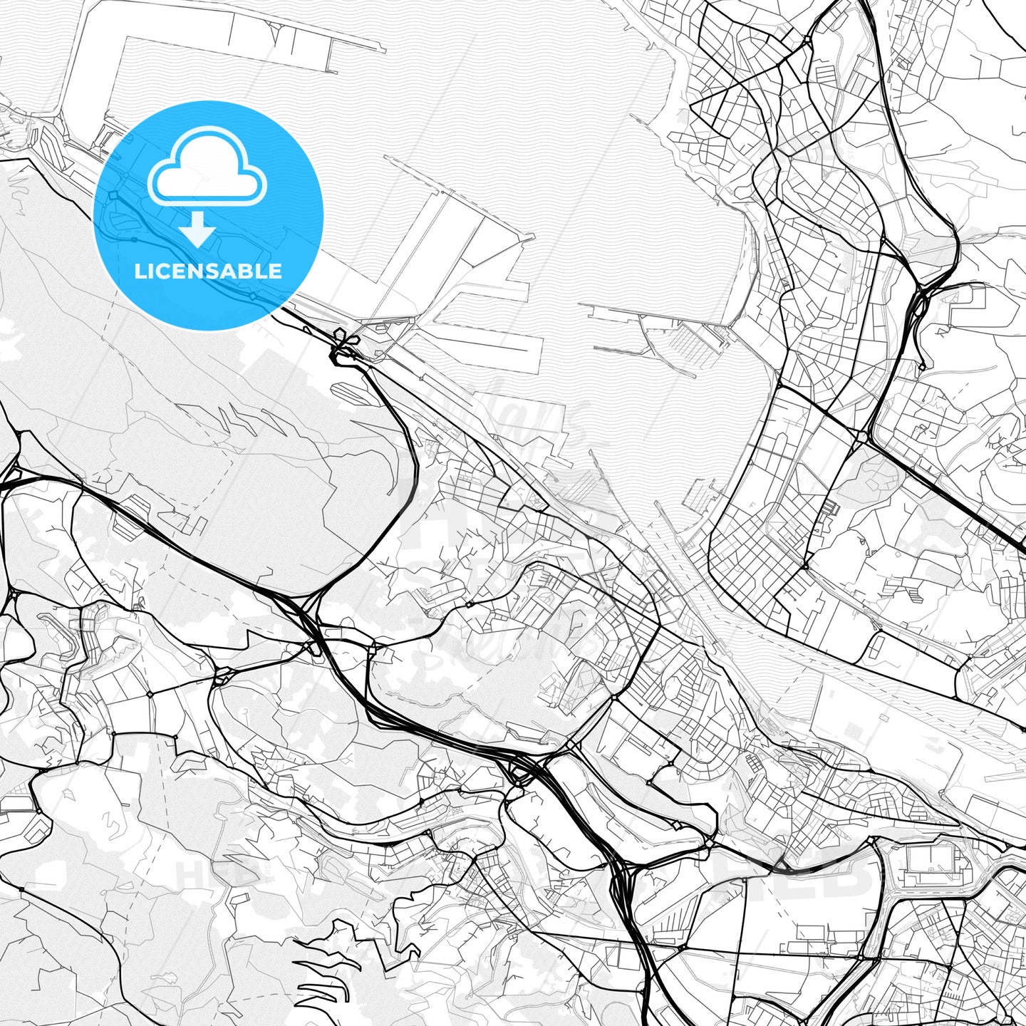 Vector PDF map of Santurtzi, Spain