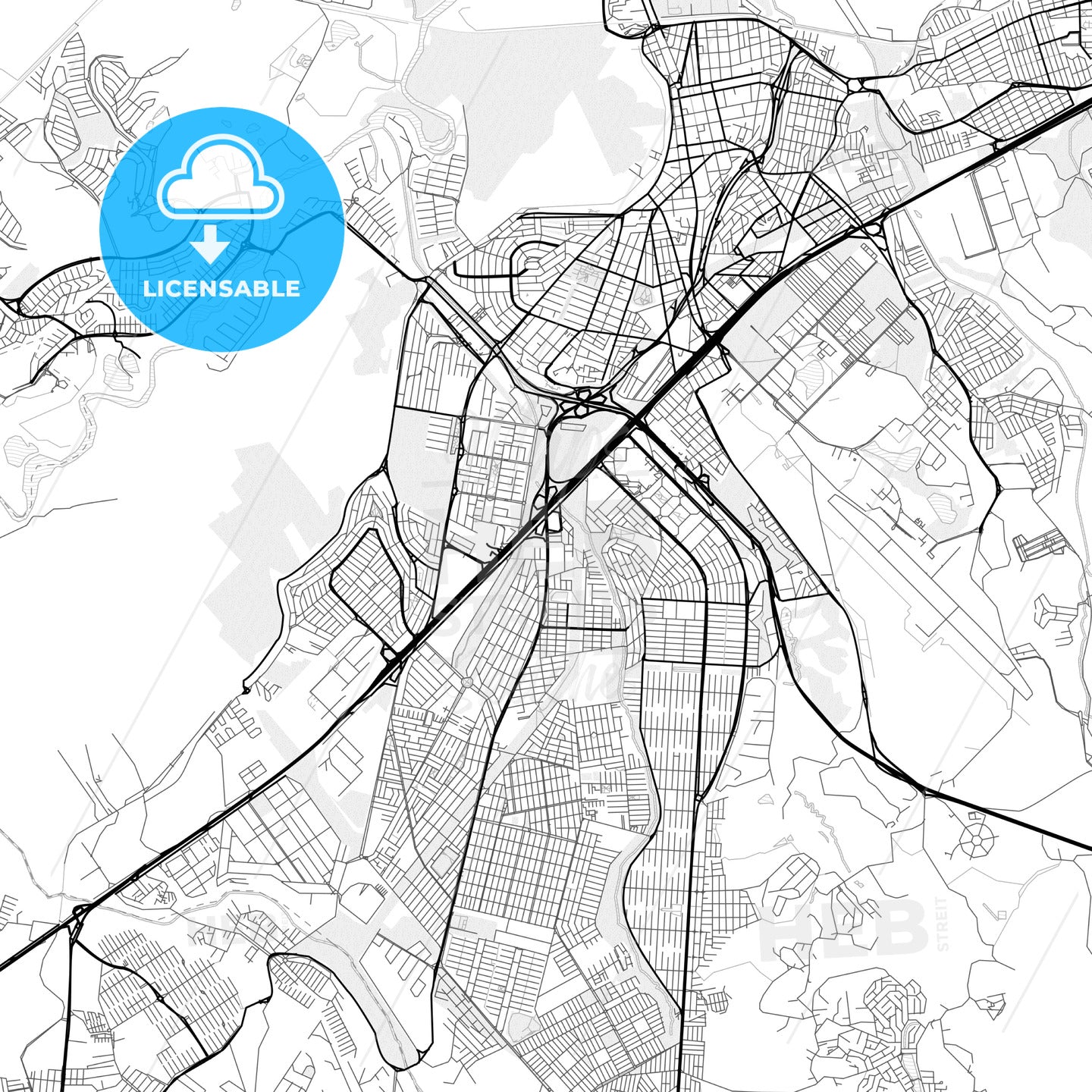 Vector PDF map of Sao Jose dos Campos, Brazil