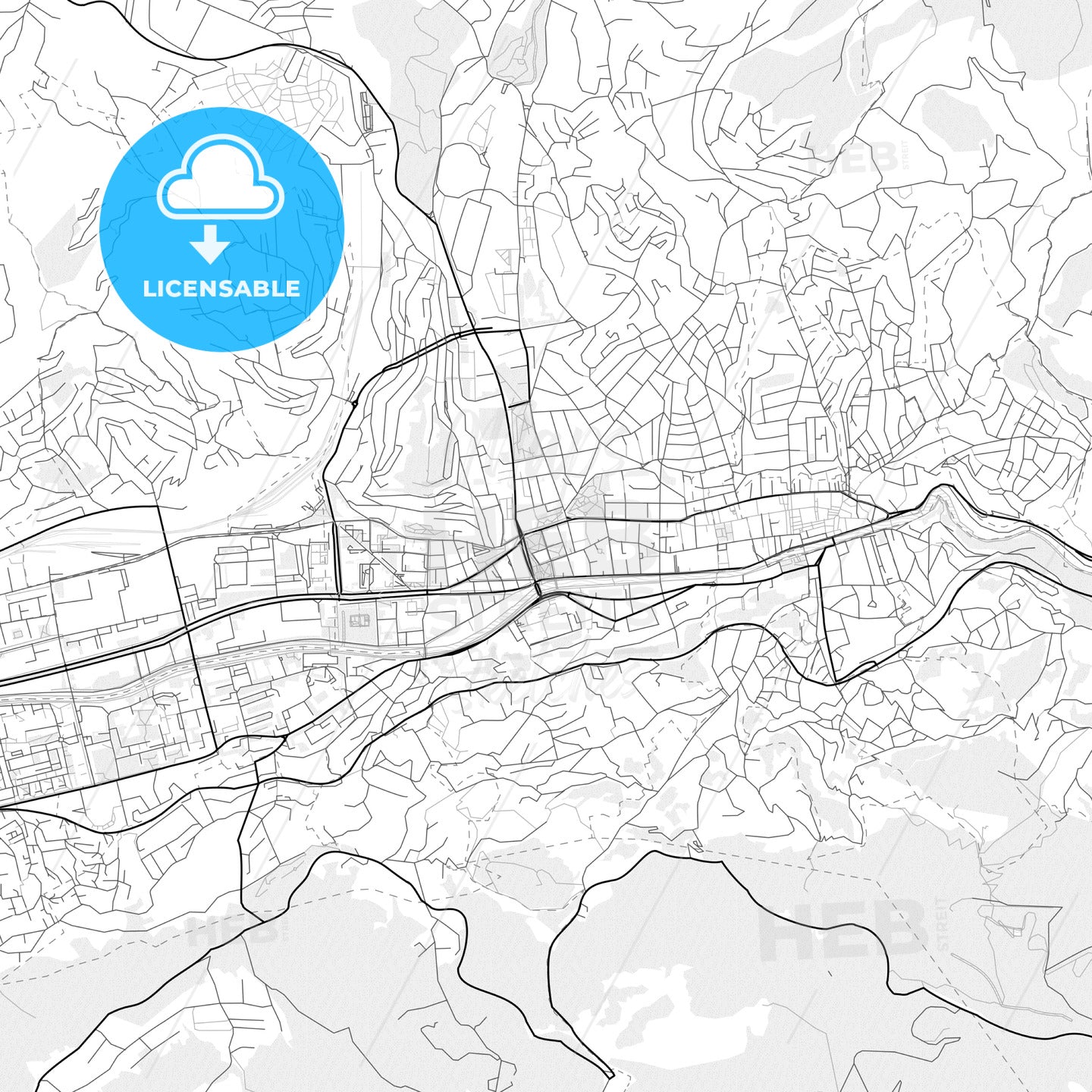 Vector PDF map of Sarajevo, Bosnia and Herzegovina