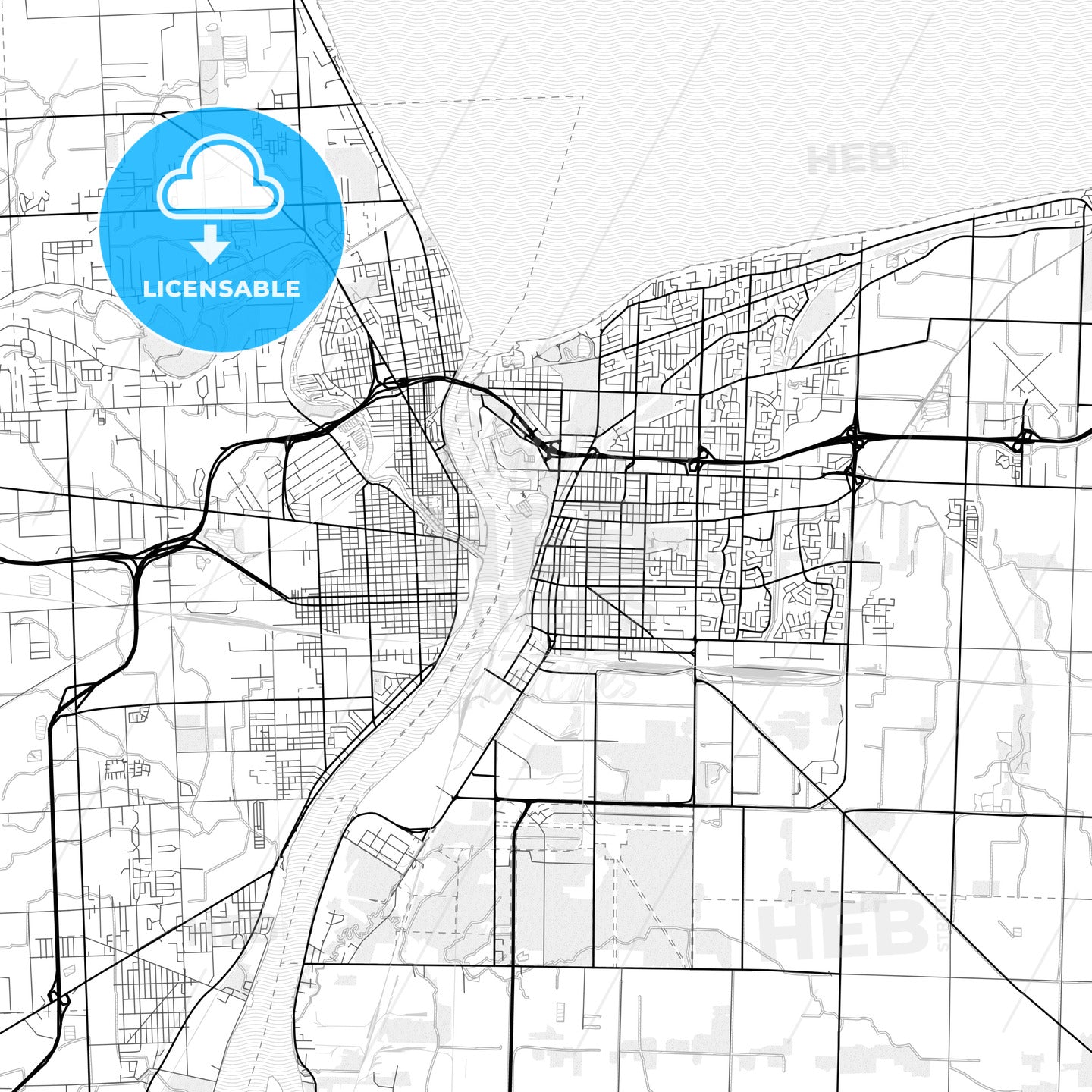 Vector PDF map of Sarnia, Canada