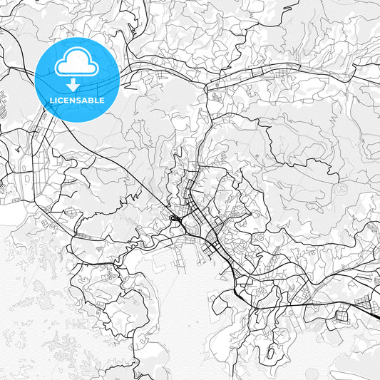 Vector PDF map of Sasebo, Japan