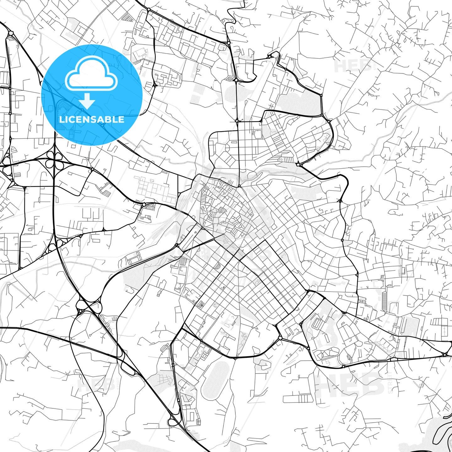 Vector PDF map of Sassari, Italy - HEBSTREITS