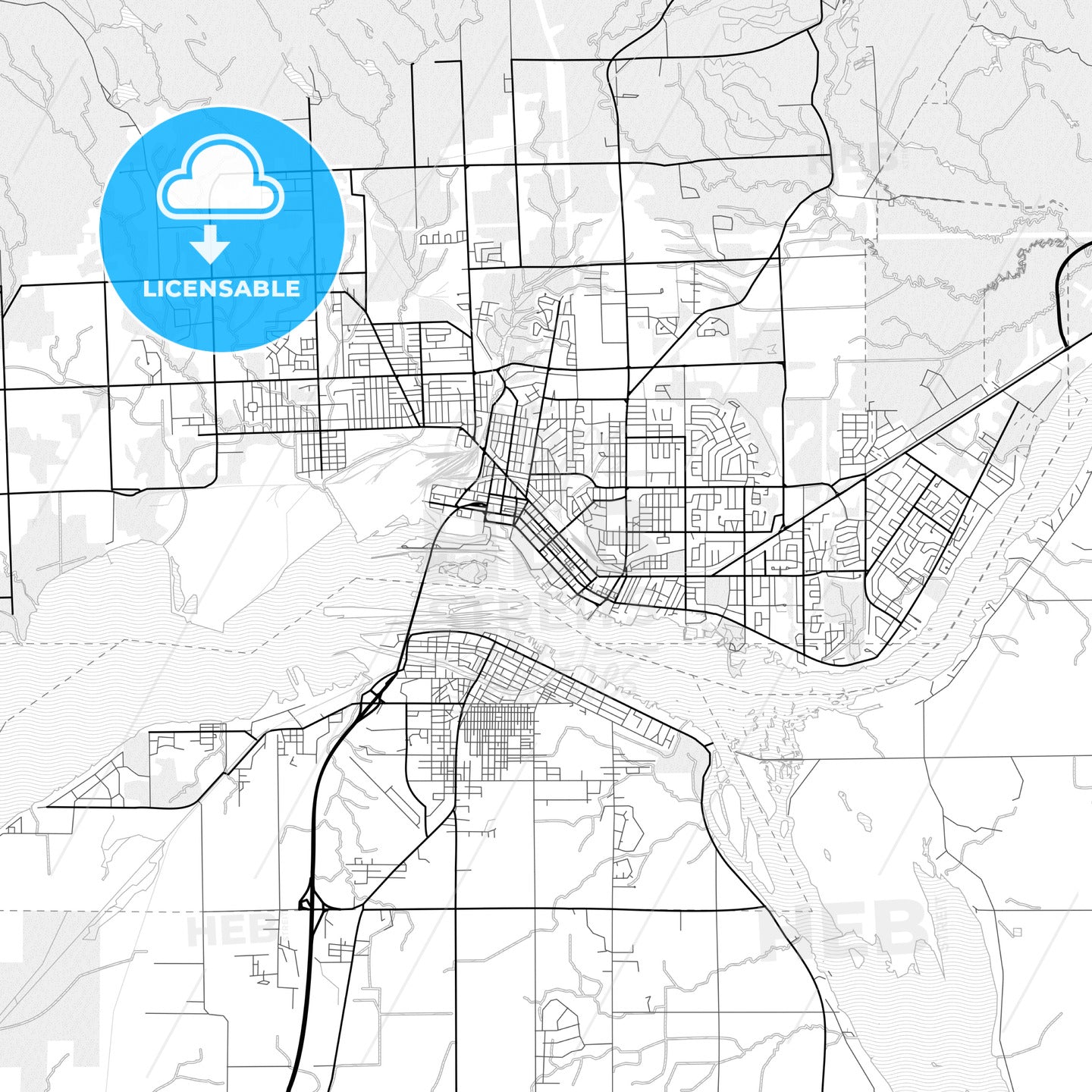 Vector PDF map of Sault Ste. Marie, Canada