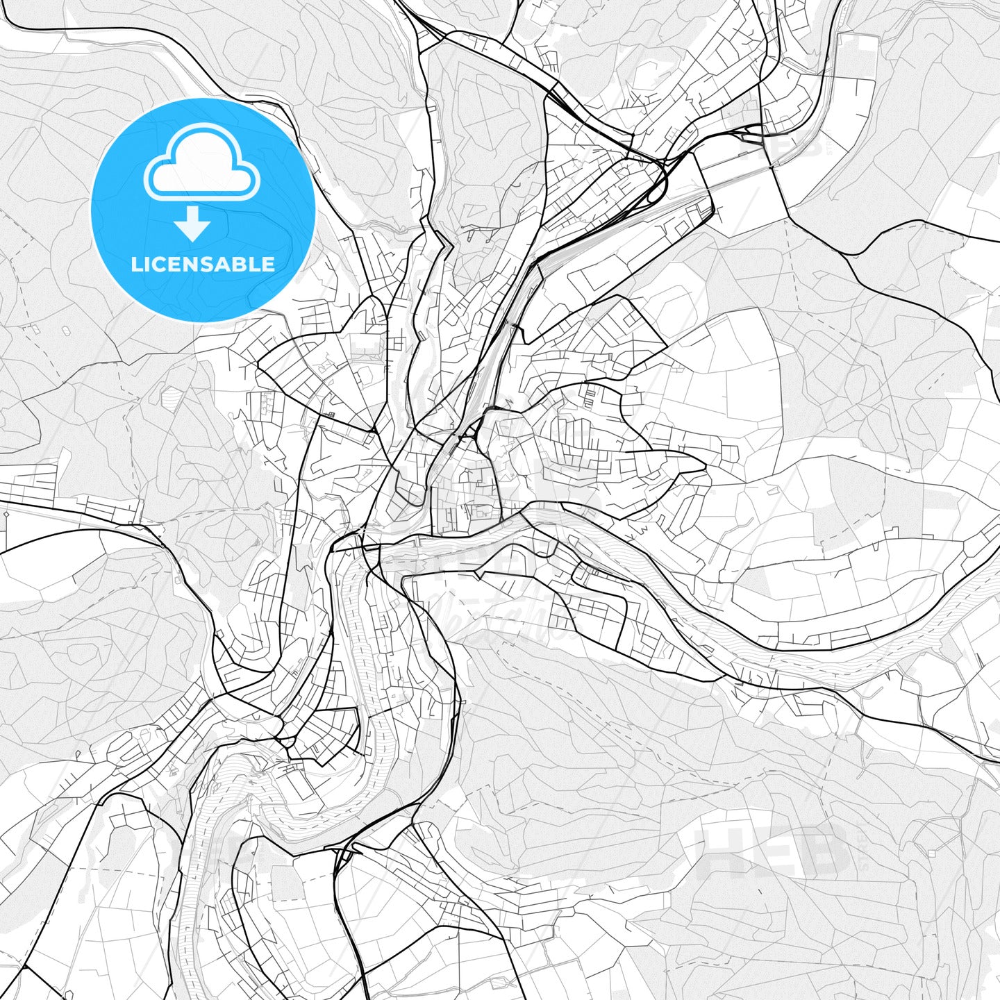 Vector PDF map of Schaffhausen, Switzerland