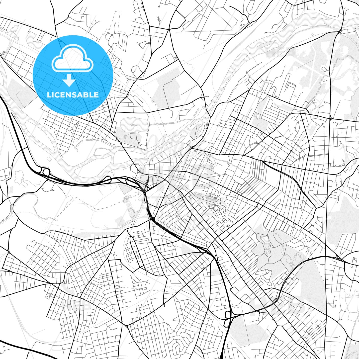 Vector PDF map of Schenectady, New York, United States