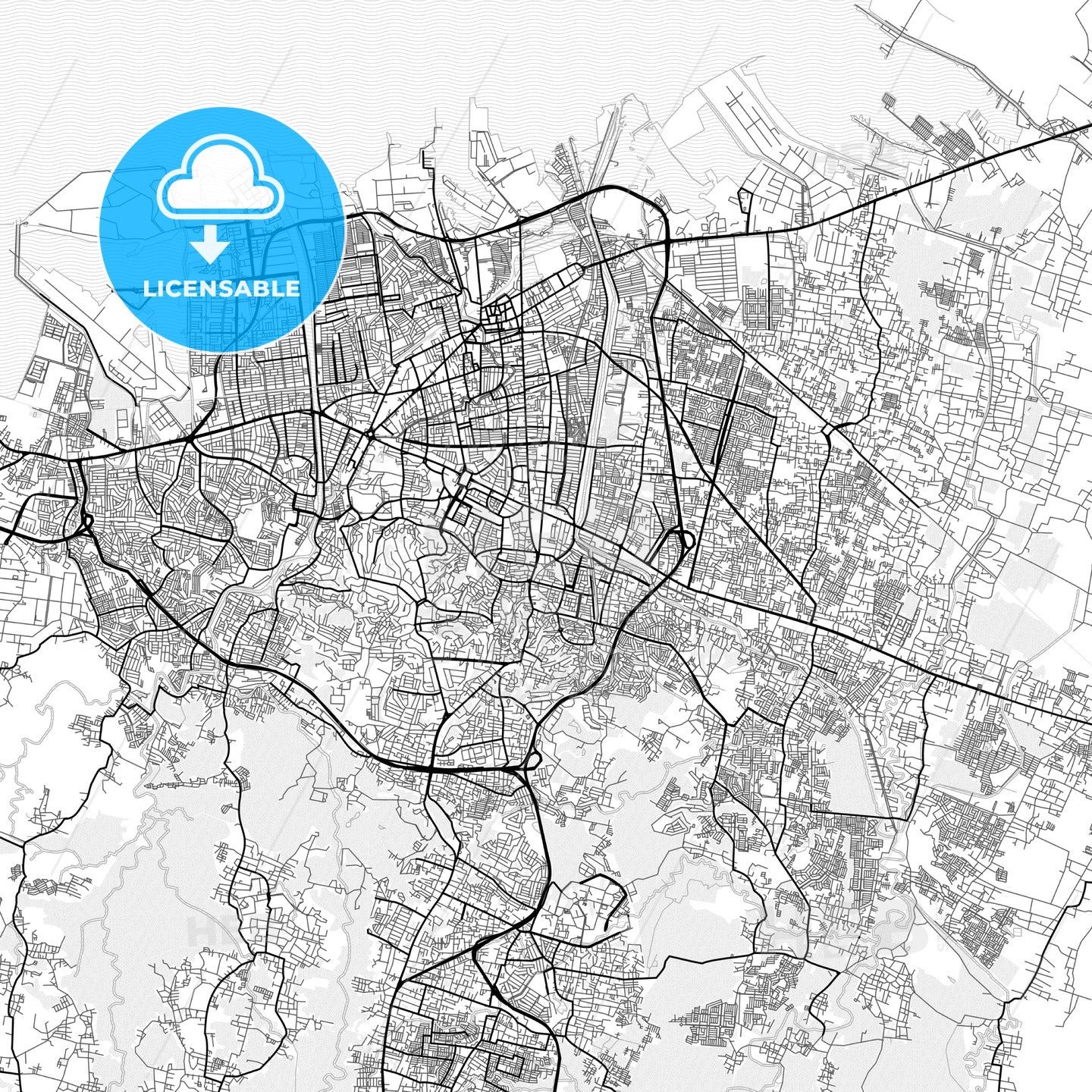 Vector PDF map of Semarang, Indonesia
