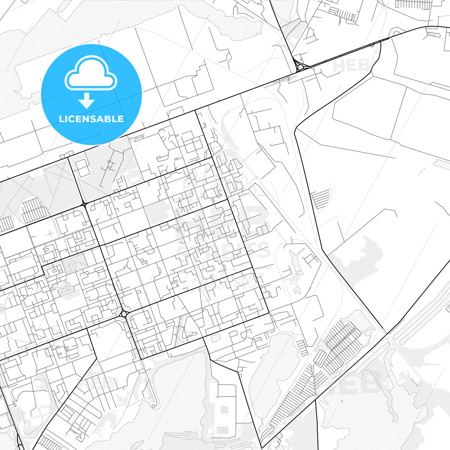 Vector PDF map of Severodvinsk, Russia