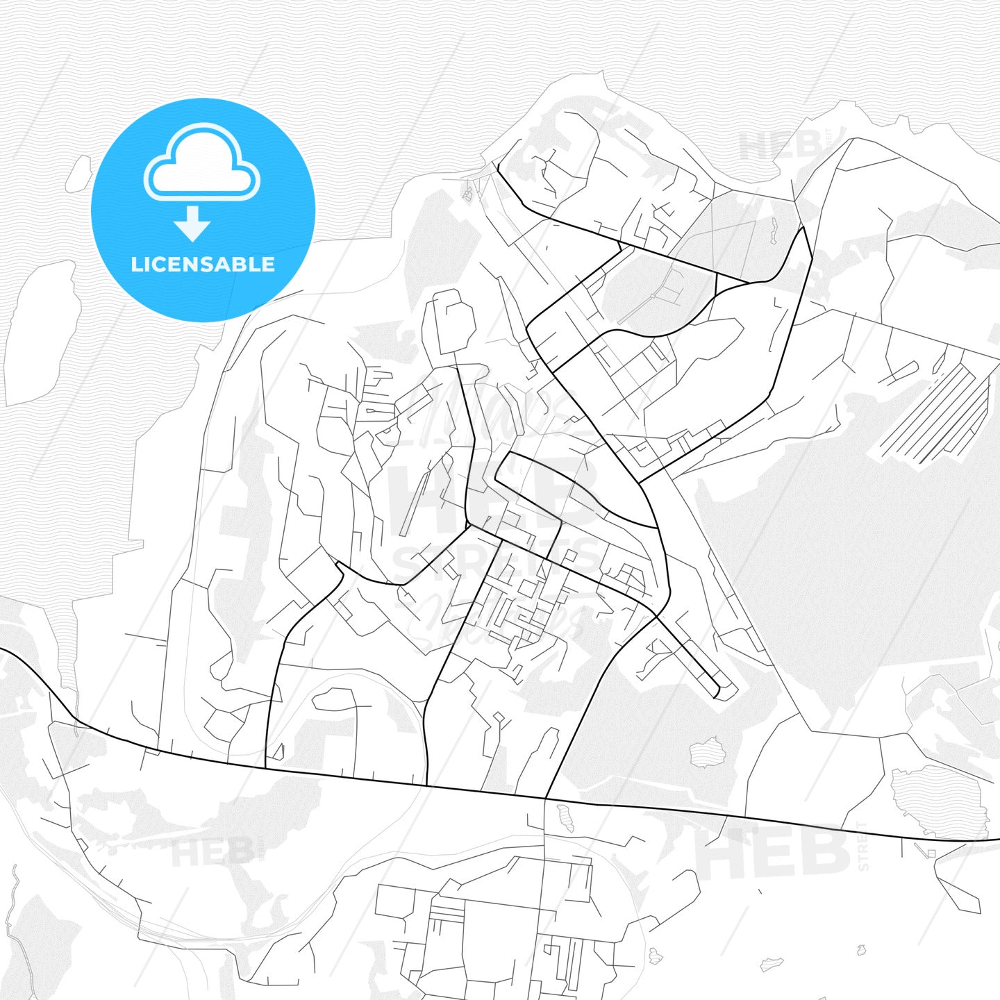 Vector PDF map of Severomorsk, Russia