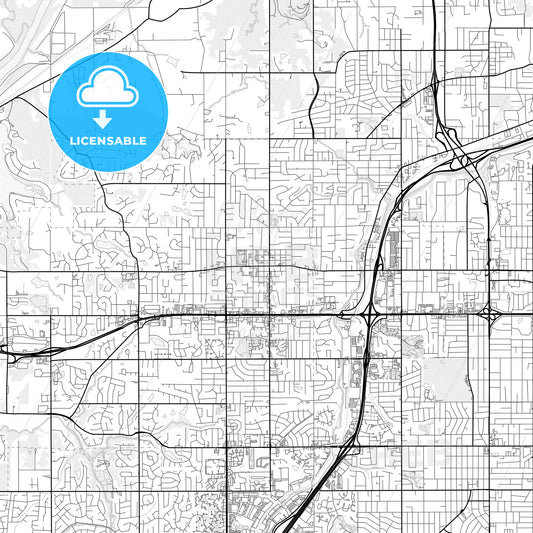 Vector PDF map of Shawnee, Kansas, United States