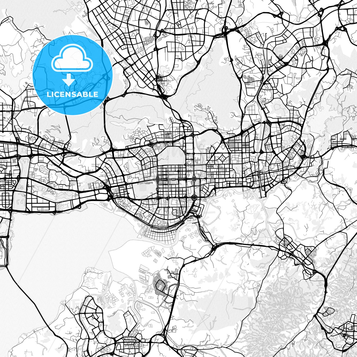 Vector PDF map of Shenzhen, China